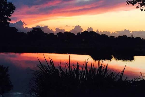 Sunset over the fishing lakes - Goose Green Farm B&B